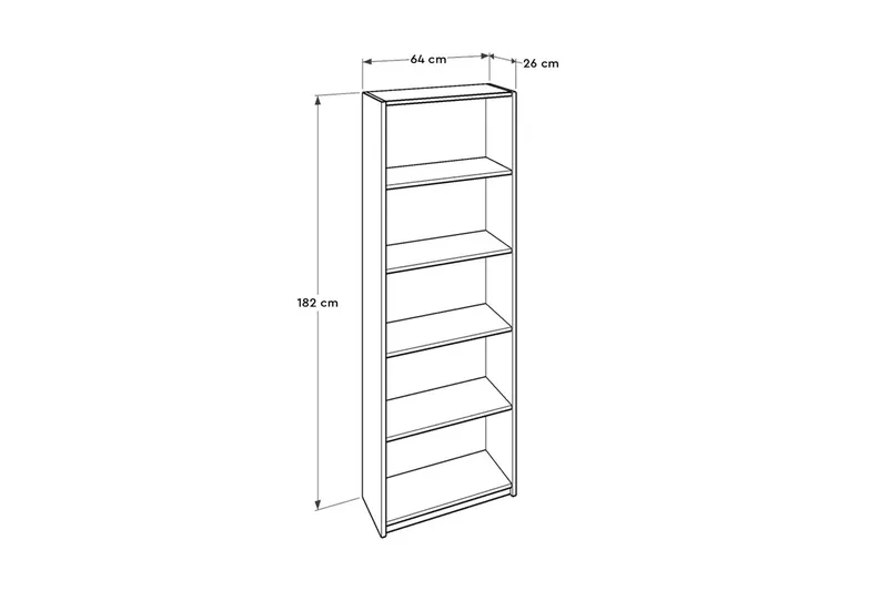 Bokhylla 182x64 cm - Natur - Förvaring - Hylla - Bokhylla