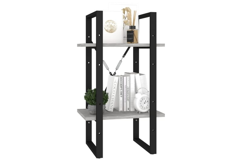 Bokhylla 2 hyllplan betonggrå 40x30x70 cm spånskiva - Betonggrå - Förvaring - Hylla - Bokhylla