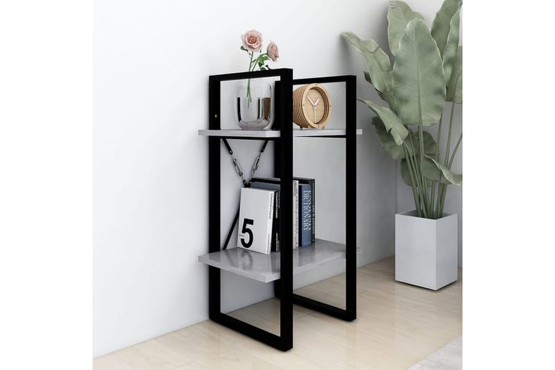 Bokhylla 2 hyllplan betonggrå 40x30x70 cm spånskiva - Betonggrå - Förvaring - Hylla - Bokhylla