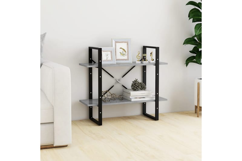 Bokhylla 2 hyllplan betonggrå 80x30x70 cm spånskiva - Betonggrå - Förvaring - Hylla - Bokhylla