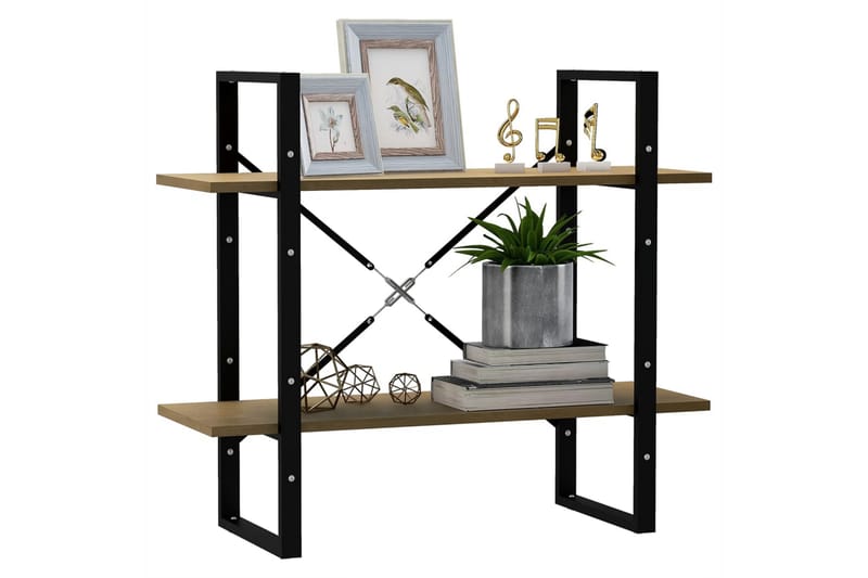 Bokhylla 2 hyllplan brun 80x30x70 cm massiv furu - Brun - Förvaring - Hylla - Bokhylla