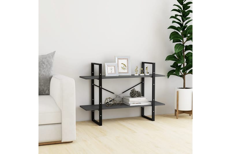 Bokhylla 2 hyllplan grå 100x30x70 cm massiv furu - Grå - Förvaring - Hylla - Bokhylla