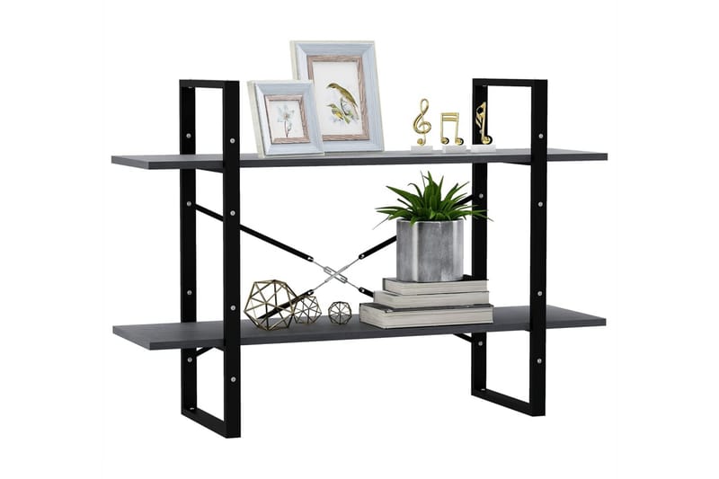 Bokhylla 2 hyllplan grå 100x30x70 cm massiv furu - Grå - Förvaring - Hylla - Bokhylla