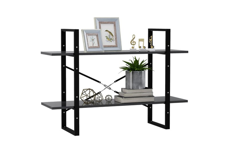 Bokhylla 2 hyllplan grå 100x30x70 cm spånskiva - Grå - Förvaring - Hylla - Bokhylla