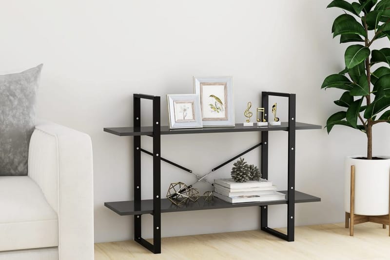 Bokhylla 2 hyllplan grå 100x30x70 cm spånskiva - Grå - Förvaring - Hylla - Bokhylla