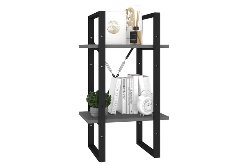 Bokhylla 2 hyllplan grå 40x30x70 cm spånskiva - Grå - Förvaring - Hylla - Bokhylla