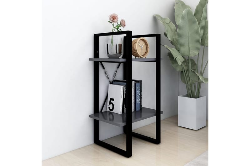 Bokhylla 2 hyllplan grå 40x30x70 cm spånskiva - Grå - Förvaring - Hylla - Bokhylla