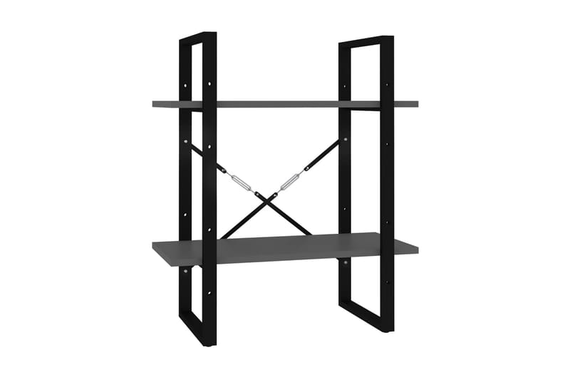 Bokhylla 2 hyllplan grå 60x30x70 cm spånskiva - Grå - Bokhylla