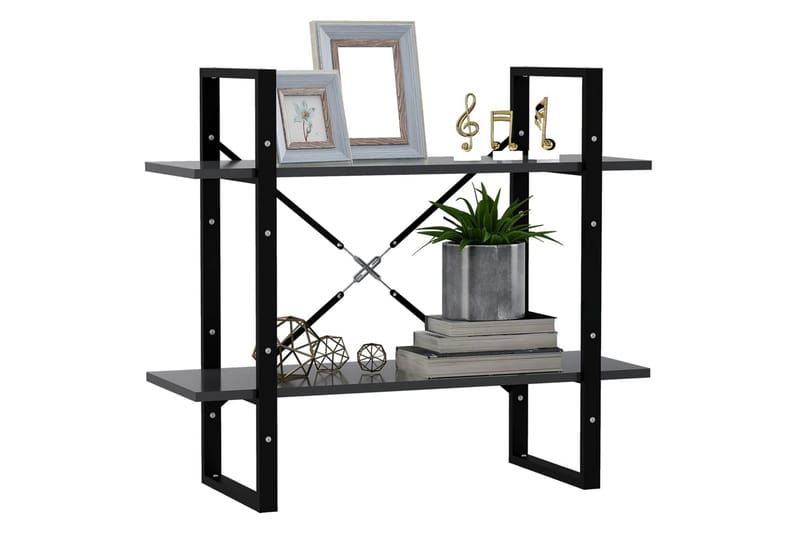 Bokhylla 2 hyllplan grå 80x30x70 cm spånskiva - Grå - Förvaring - Hylla - Bokhylla