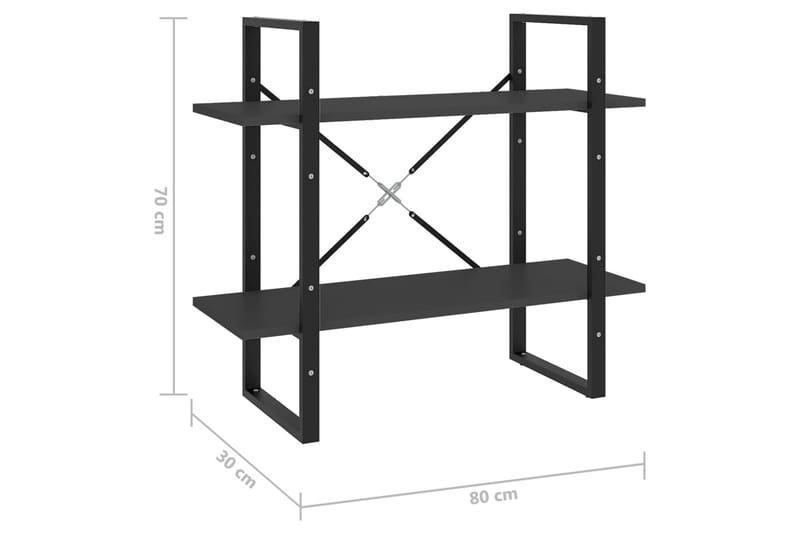 Bokhylla 2 hyllplan grå 80x30x70 cm spånskiva - Grå - Bokhylla