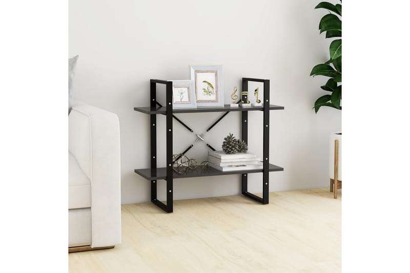 Bokhylla 2 hyllplan grå 80x30x70 cm spånskiva - Grå - Förvaring - Hylla - Bokhylla