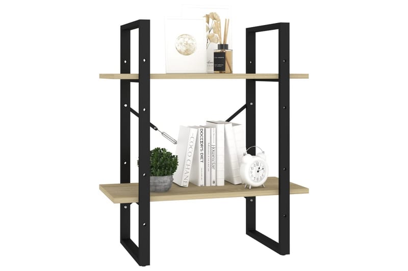 Bokhylla 2 hyllplan sonoma-ek 60x30x70 cm spånskiva - Brun - Förvaring - Hylla - Bokhylla
