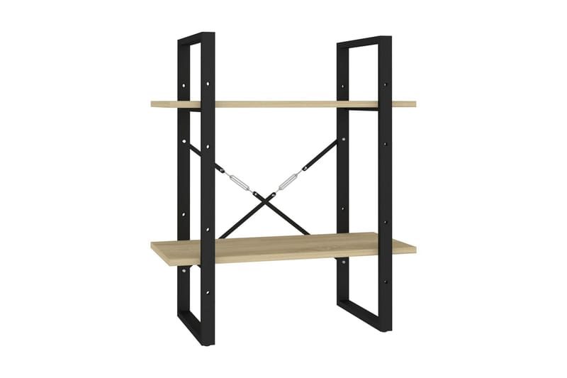 Bokhylla 2 hyllplan sonoma-ek 60x30x70 cm spånskiva - Brun - Förvaring - Hylla - Bokhylla