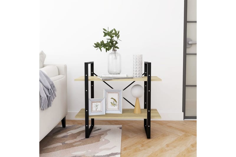 Bokhylla 2 hyllplan sonoma-ek 80x30x70 cm spånskiva - Ek - Förvaring - Hylla - Bokhylla