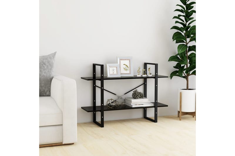 Bokhylla 2 hyllplan svart 100x30x70 cm spånskiva - Svart - Förvaring - Hylla - Bokhylla