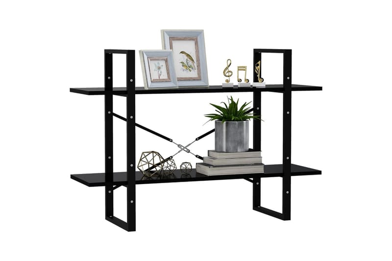 Bokhylla 2 hyllplan svart 100x30x70 cm spånskiva - Svart - Förvaring - Hylla - Bokhylla