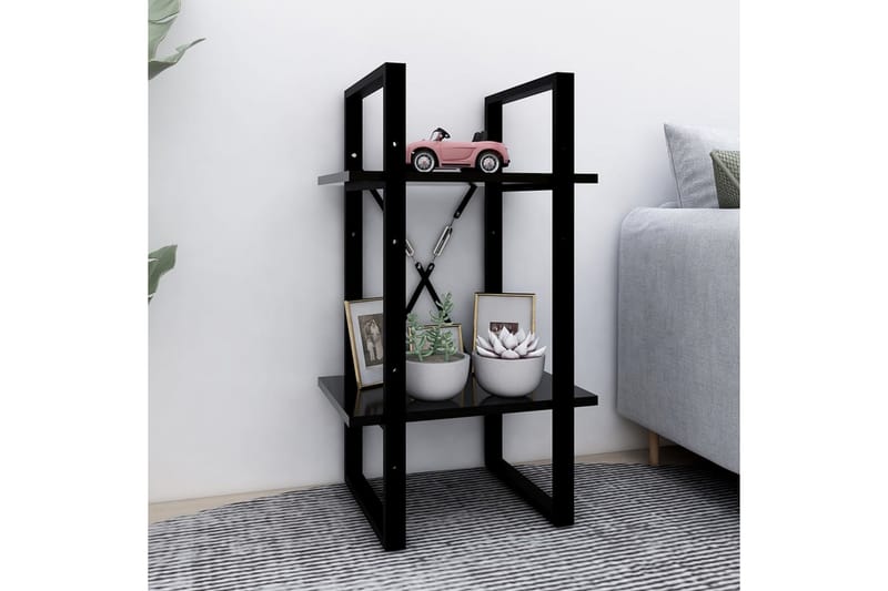 Bokhylla 2 hyllplan svart 40x30x70 cm spånskiva - Svart - Förvaring - Hylla - Bokhylla