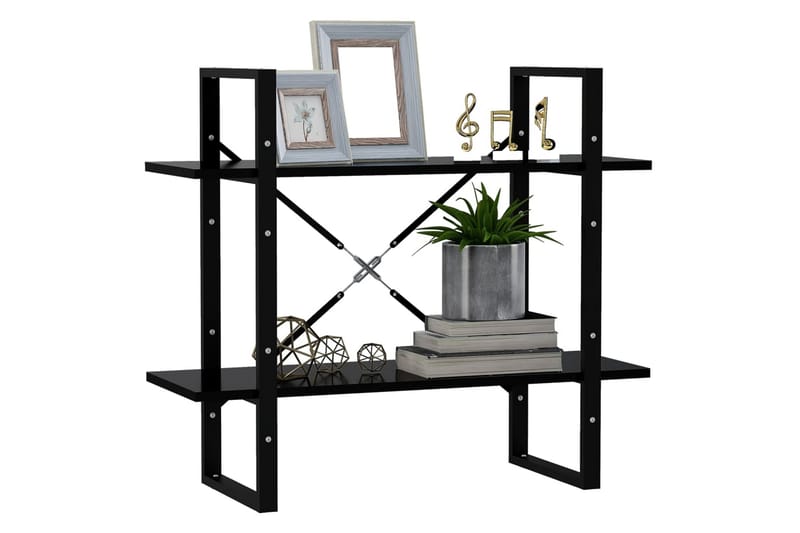 Bokhylla 2 hyllplan svart 80x30x70 cm spånskiva - Svart - Förvaring - Hylla - Bokhylla