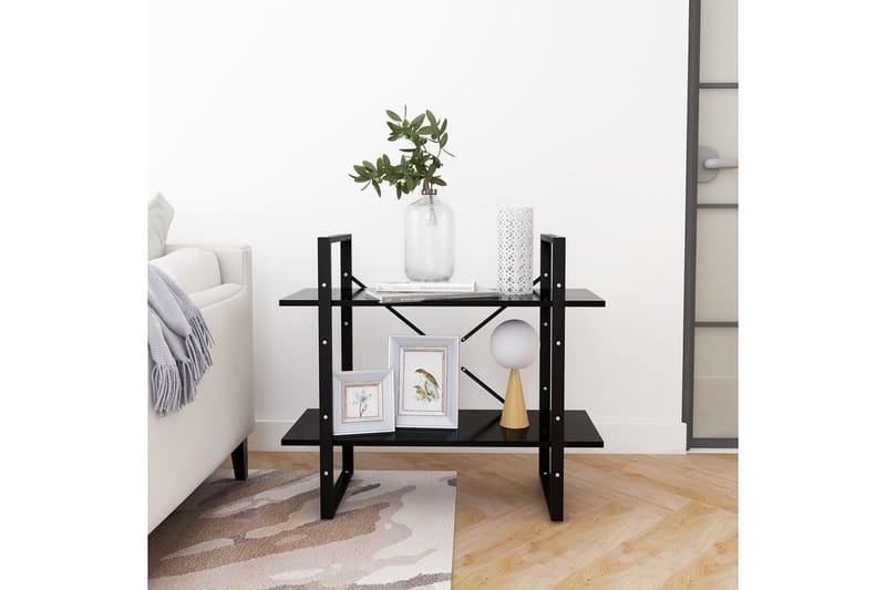 Bokhylla 2 hyllplan svart 80x30x70 cm spånskiva - Svart - Förvaring - Hylla - Bokhylla