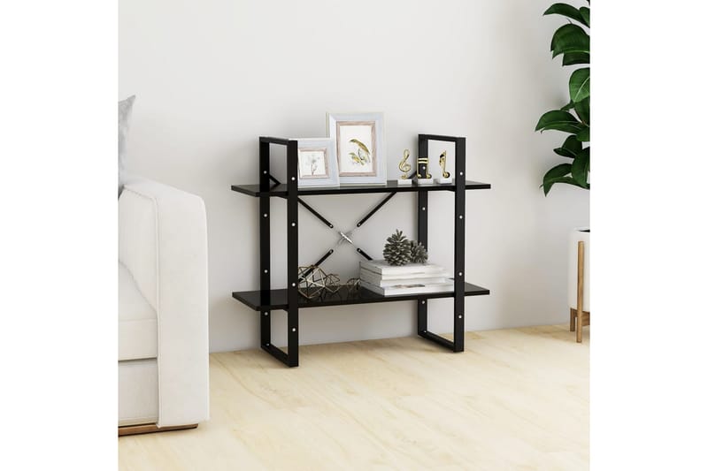Bokhylla 2 hyllplan svart 80x30x70 cm spånskiva - Svart - Förvaring - Hylla - Bokhylla