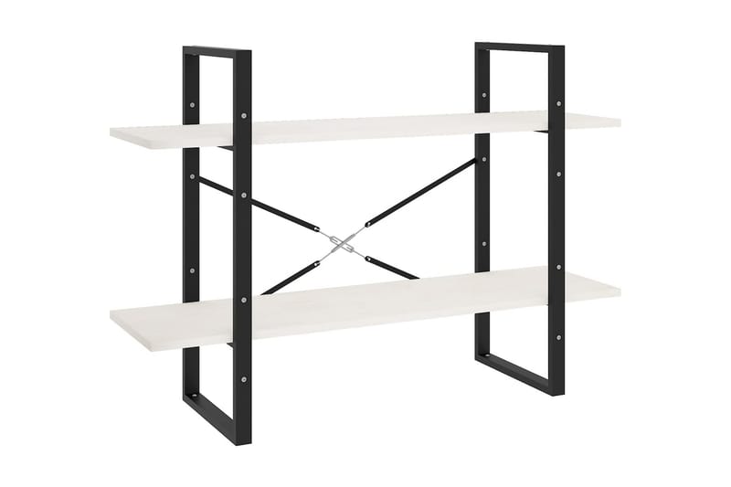 Bokhylla 2 hyllplan vit 100x30x70 cm massiv furu - Vit - Förvaring - Hylla - Bokhylla