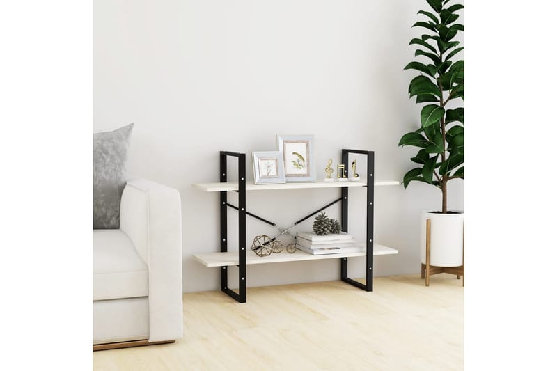 Bokhylla 2 hyllplan vit 100x30x70 cm massiv furu - Vit - Förvaring - Hylla - Bokhylla