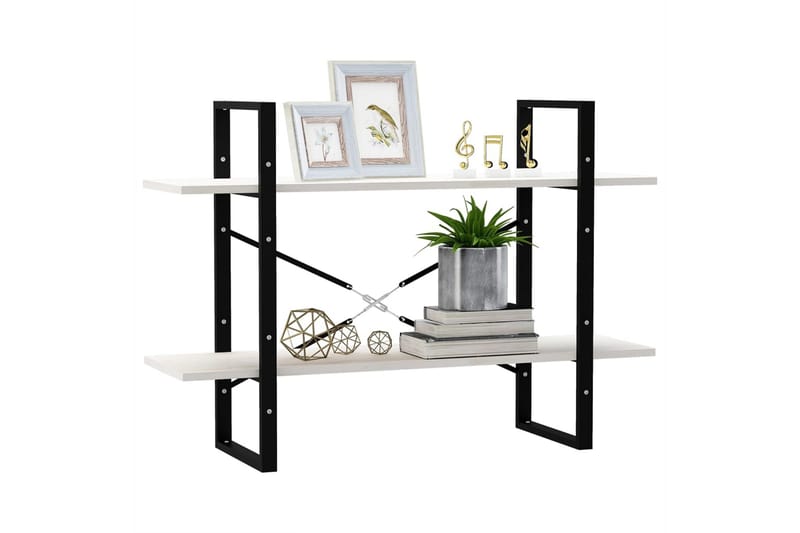 Bokhylla 2 hyllplan vit 100x30x70 cm massiv furu - Vit - Förvaring - Hylla - Bokhylla