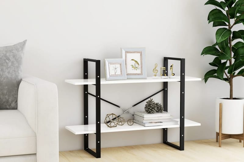 Bokhylla 2 hyllplan vit 100x30x70 cm spånskiva - Vit - Förvaring - Hylla - Bokhylla
