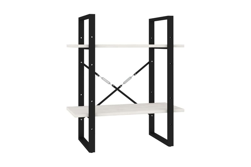 Bokhylla 2 hyllplan vit 60x30x70 cm massiv furu - Vit - Förvaring - Hylla - Bokhylla