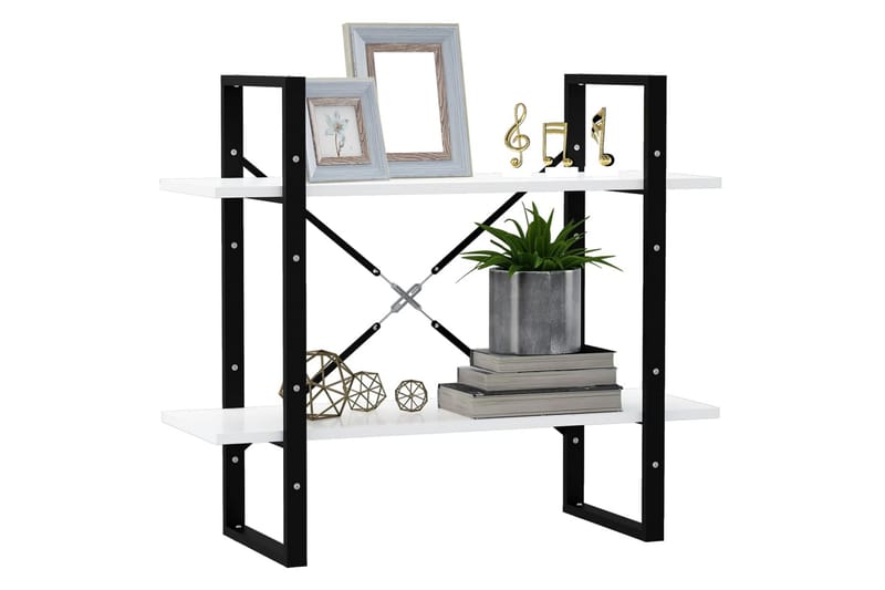 Bokhylla 2 hyllplan vit 80x30x70 cm spånskiva - Vit - Förvaring - Hylla - Bokhylla