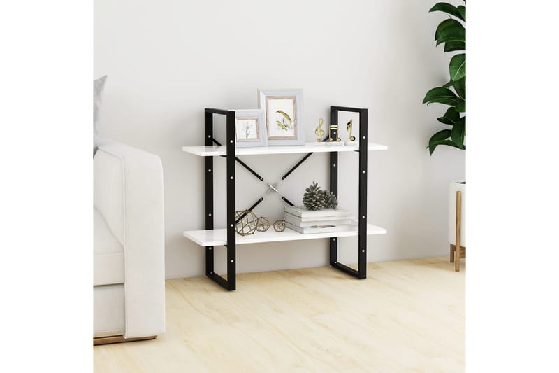 Bokhylla 2 hyllplan vit 80x30x70 cm spånskiva - Vit - Förvaring - Hylla - Bokhylla