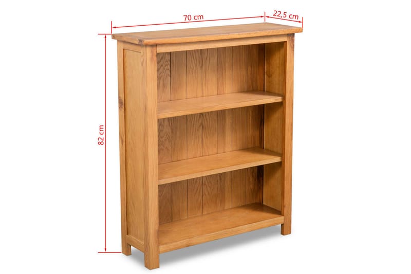 Bokhylla 3 hyllor 70x22,5x82 cm massiv ek - Brun - Förvaring - Hylla - Bokhylla