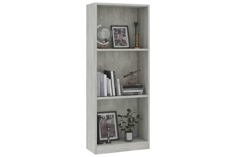 Bokhylla 3 hyllor betonggrå 40x24x108 cm spånskiva - Grå - Förvaring - Hylla - Bokhylla