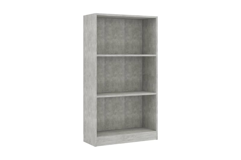 Bokhylla 3 hyllor betonggrå 60x24x108 cm spånskiva - Grå - Förvaring - Hylla - Bokhylla