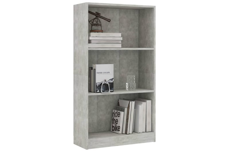 Bokhylla 3 hyllor betonggrå 60x24x108 cm spånskiva - Grå - Förvaring - Hylla - Bokhylla