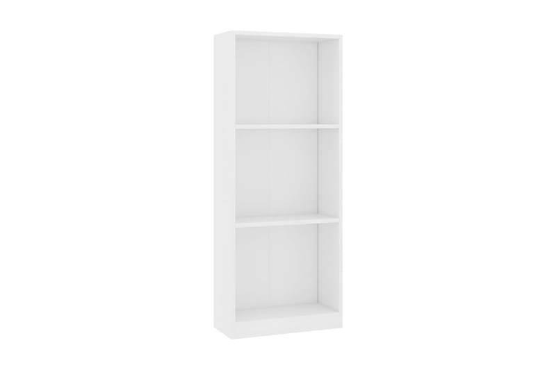 Bokhylla 3 hyllor vit 40x24x108 cm spånskiva - Vit - Förvaring - Hylla - Bokhylla