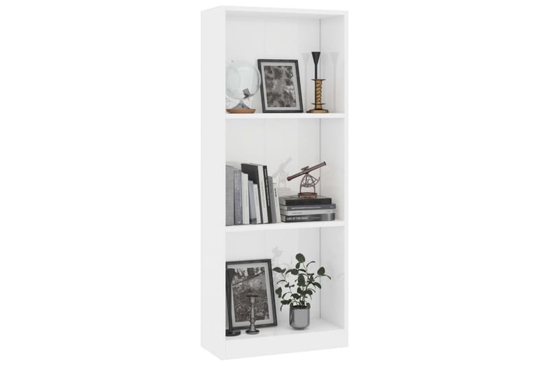 Bokhylla 3 hyllor vit högglans 40x24x108 cm spånskiva - Vit - Förvaring - Hylla - Bokhylla