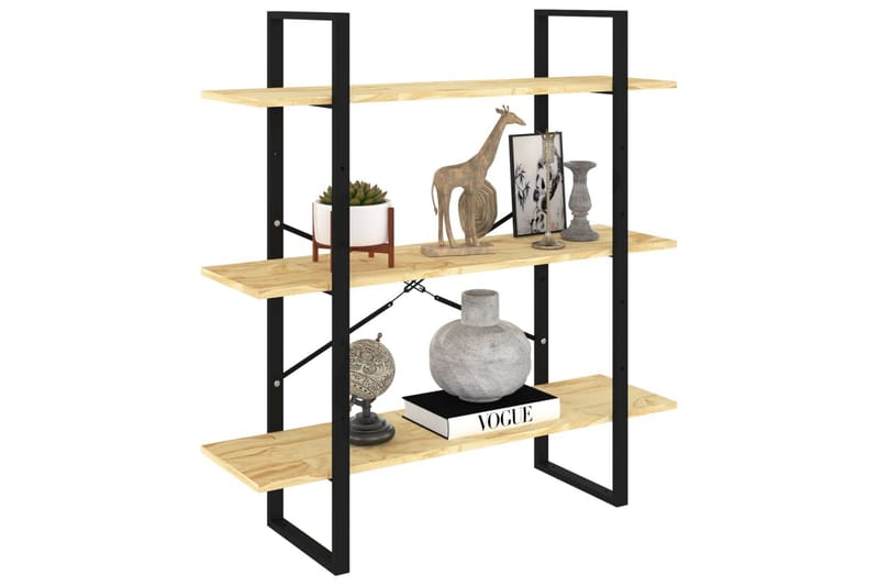 Bokhylla 3 hyllplan 100x30x105 cm massiv furu - Brun - Förvaring - Hylla - Bokhylla
