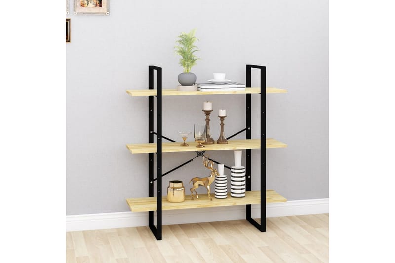 Bokhylla 3 hyllplan 100x30x105 cm massiv furu - Brun - Förvaring - Hylla - Bokhylla