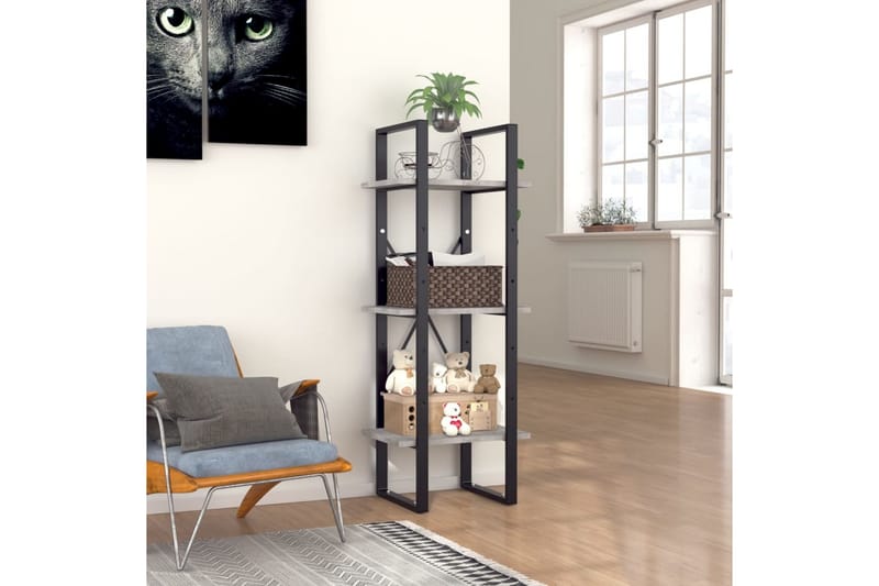 Bokhylla 3 hyllplan betonggrå 40x30x105 cm spånskiva - Betonggrå - Förvaring - Hylla - Bokhylla