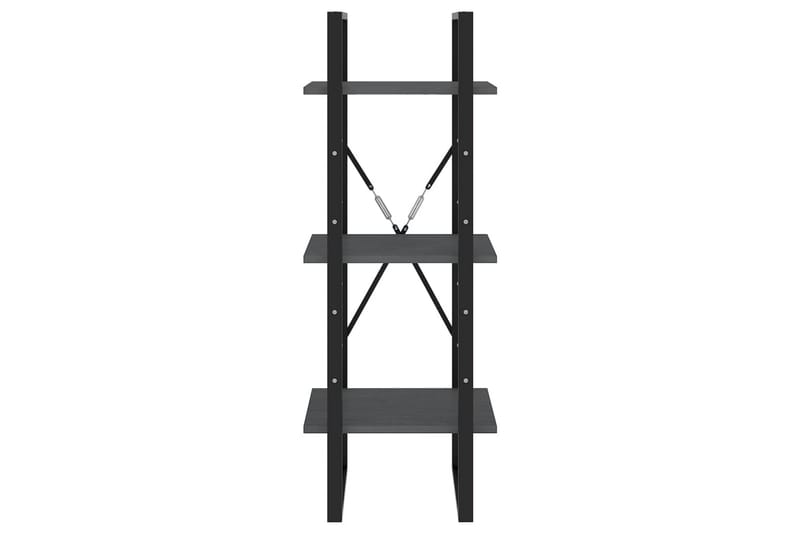 Bokhylla 3 hyllplan grå 40x30x105 cm massiv furu - Grå - Förvaring - Hylla - Bokhylla