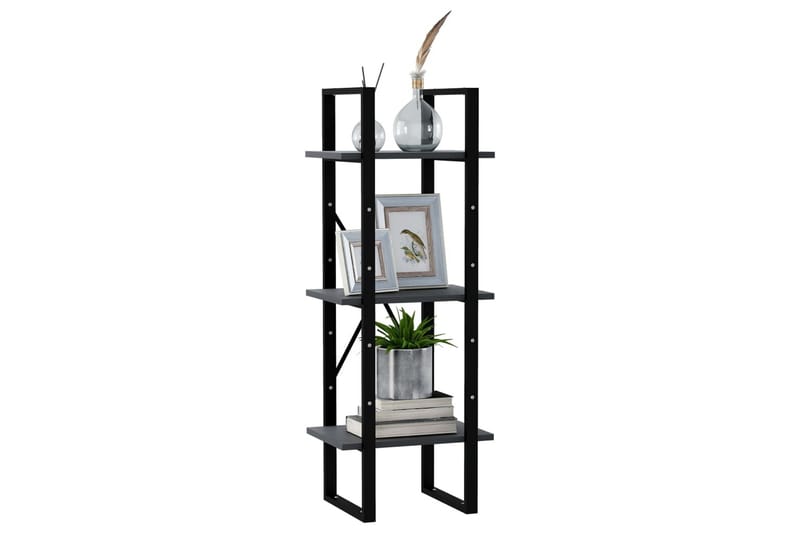 Bokhylla 3 hyllplan grå 40x30x105 cm massiv furu - Grå - Förvaring - Hylla - Bokhylla
