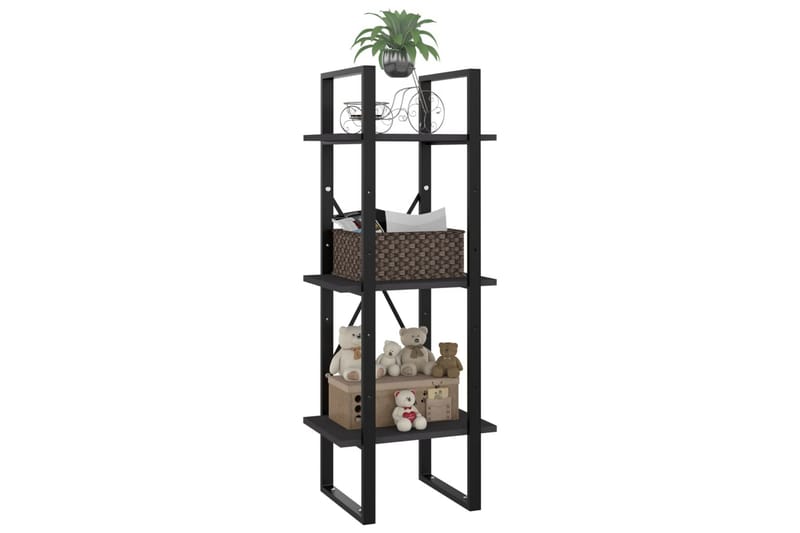 Bokhylla 3 hyllplan grå 40x30x105 cm spånskiva - Grå - Förvaring - Hylla - Bokhylla