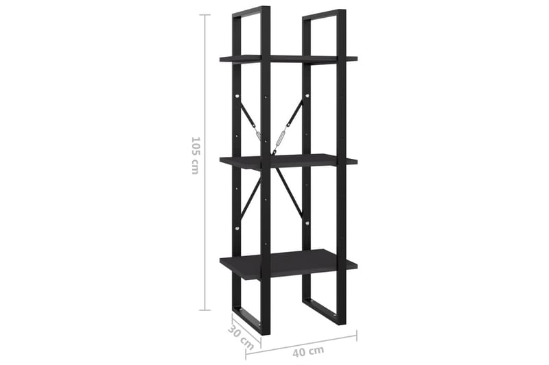 Bokhylla 3 hyllplan grå 40x30x105 cm spånskiva - Grå - Förvaring - Hylla - Bokhylla
