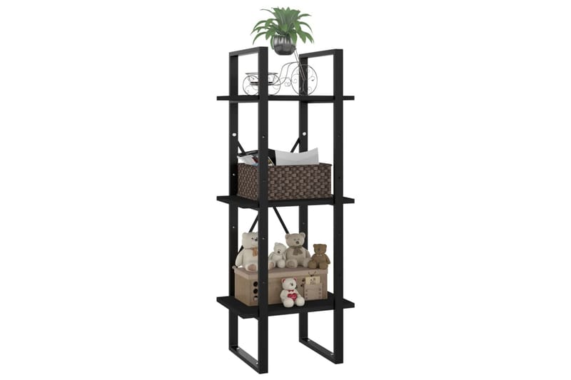 Bokhylla 3 hyllplan svart 40x30x105 cm spånskiva - Svart - Förvaring - Hylla - Bokhylla