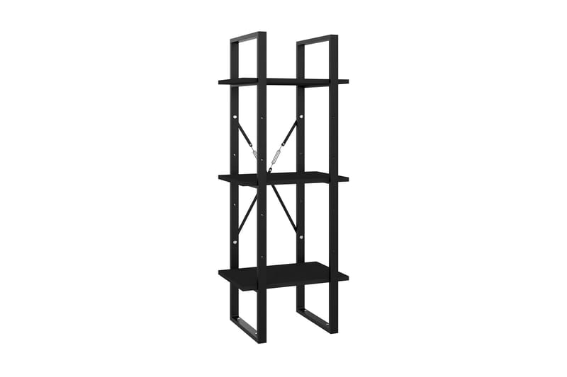 Bokhylla 3 hyllplan svart 40x30x105 cm spånskiva - Svart - Förvaring - Hylla - Bokhylla