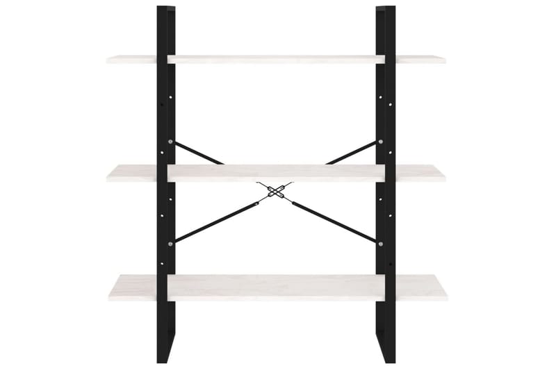 Bokhylla 3 hyllplan vit 100x30x105 cm massiv furu - Vit - Bokhylla