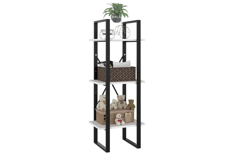 Bokhylla 3 hyllplan vit 40x30x105 cm spånskiva - Vit - Förvaring - Hylla - Bokhylla