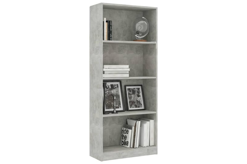 Bokhylla 4 hyllor betonggrå 60x24x142 cm spånskiva - Grå - Förvaring - Hylla - Bokhylla