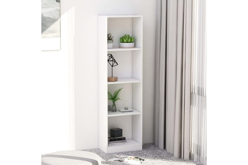 Bokhylla 4 hyllor vit 40x24x142 cm spånskiva - Vit - Förvaring - Hylla - Bokhylla